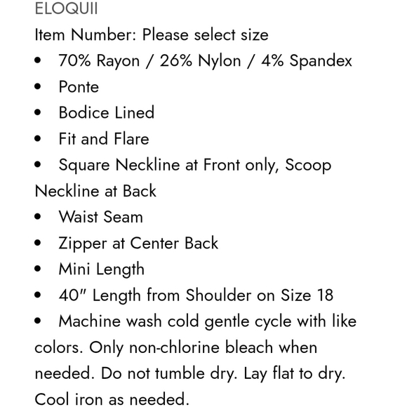 Eloquii Square Neck Mini Skater Dress 28 Plus Size Short Black Fit Flare Dress - Picture 10 of 11